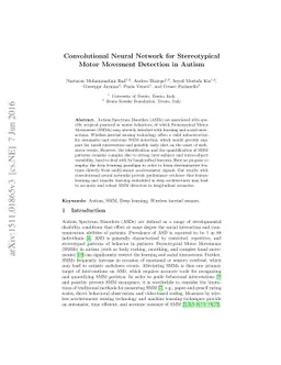 Convolutional Neural Network for Stereotypical Motor Movement Detection
  in Autism