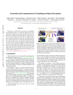 Generation and Comprehension of Unambiguous Object Descriptions