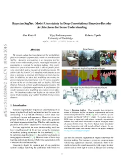 Bayesian SegNet: Model Uncertainty in Deep Convolutional Encoder-Decoder
  Architectures for Scene Understanding