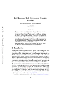 PAC-Bayesian High Dimensional Bipartite Ranking