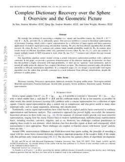 Complete Dictionary Recovery over the Sphere I: Overview and the
  Geometric Picture