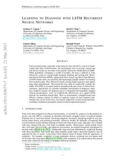 Learning to Diagnose with LSTM Recurrent Neural Networks