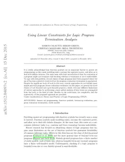 Using Linear Constraints for Logic Program Termination Analysis