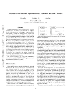 Instance-aware Semantic Segmentation via Multi-task Network Cascades