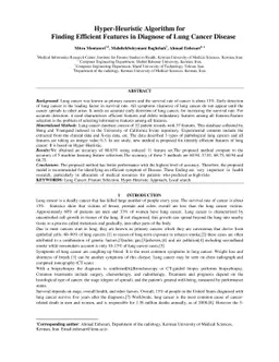Hyper-Heuristic Algorithm for Finding Efficient Features in Diagnose of
  Lung Cancer Disease