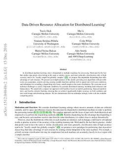 Data Driven Resource Allocation for Distributed Learning
