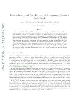 Relative Density and Exact Recovery in Heterogeneous Stochastic Block
  Models