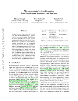Morpho-syntactic Lexicon Generation Using Graph-based Semi-supervised
  Learning