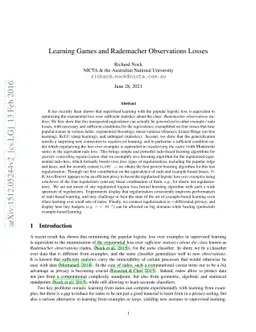 Learning Games and Rademacher Observations Losses