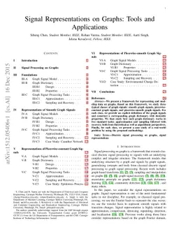 Signal Representations on Graphs: Tools and Applications