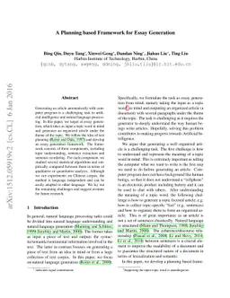 A Planning based Framework for Essay Generation