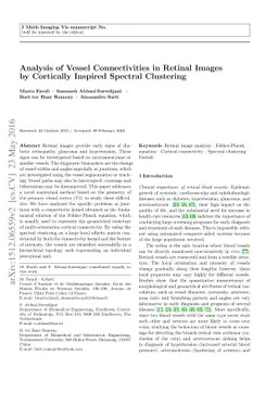 Analysis of Vessel Connectivities in Retinal Images by Cortically
  Inspired Spectral Clustering