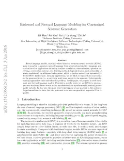 Backward and Forward Language Modeling for Constrained Sentence
  Generation