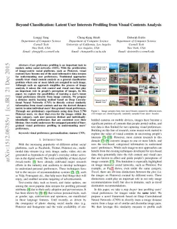 Beyond Classification: Latent User Interests Profiling from Visual
  Contents Analysis