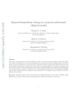 Improved hypothesis testing in a general multivariate elliptical model