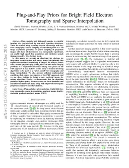 Plug-and-Play Priors for Bright Field Electron Tomography and Sparse
  Interpolation