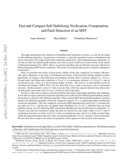 Fast and compact self-stabilizing verification, computation, and fault
  detection of an MST