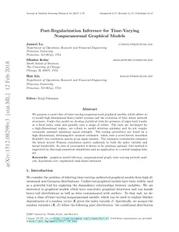 Post-Regularization Inference for Time-Varying Nonparanormal Graphical
  Models