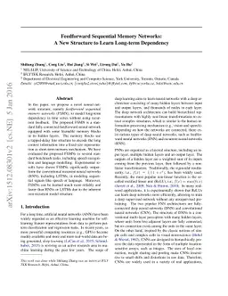 Feedforward Sequential Memory Networks: A New Structure to Learn
  Long-term Dependency