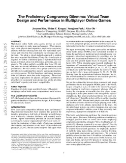 The Proficiency-Congruency Dilemma: Virtual Team Design and Performance
  in Multiplayer Online Games