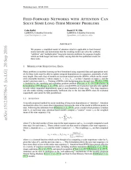 Feed-Forward Networks with Attention Can Solve Some Long-Term Memory
  Problems