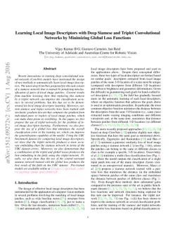 Learning Local Image Descriptors with Deep Siamese and Triplet
  Convolutional Networks by Minimising Global Loss Functions