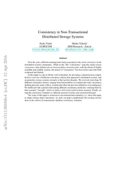 Consistency in Non-Transactional Distributed Storage Systems