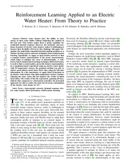 Reinforcement Learning Applied to an Electric Water Heater: From Theory
  to Practice