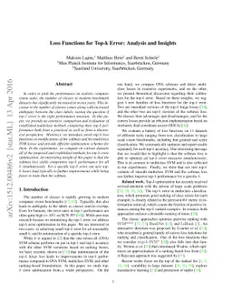 Loss Functions for Top-k Error: Analysis and Insights