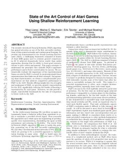 State of the Art Control of Atari Games Using Shallow Reinforcement
  Learning