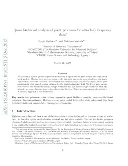 Quasi likelihood analysis of point processes for ultra high frequency
  data