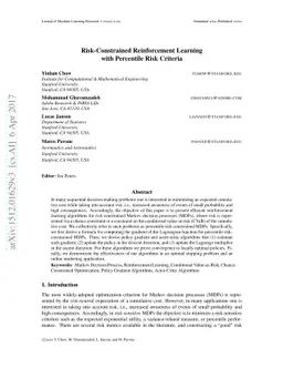 Risk-Constrained Reinforcement Learning with Percentile Risk Criteria