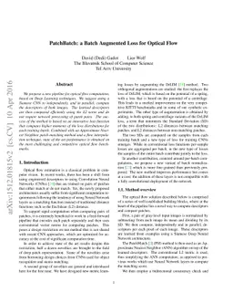 PatchBatch: a Batch Augmented Loss for Optical Flow
