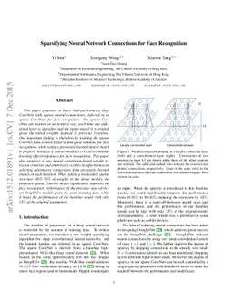 Sparsifying Neural Network Connections for Face Recognition