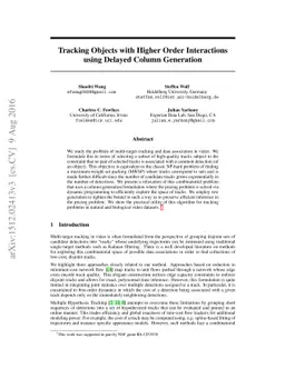 Tracking Objects with Higher Order Interactions using Delayed Column
  Generation