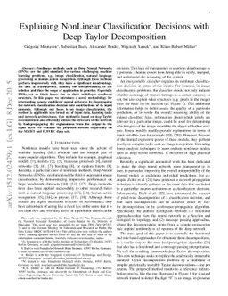 Explaining NonLinear Classification Decisions with Deep Taylor
  Decomposition