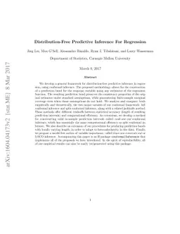 Distribution-Free Predictive Inference For Regression