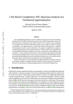 1-bit Matrix Completion: PAC-Bayesian Analysis of a Variational
  Approximation
