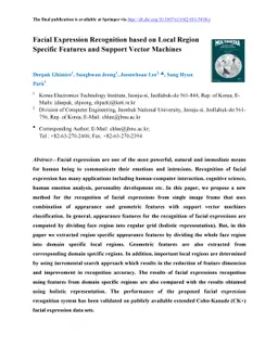 Facial expression recognition based on local region specific features
  and support vector machines