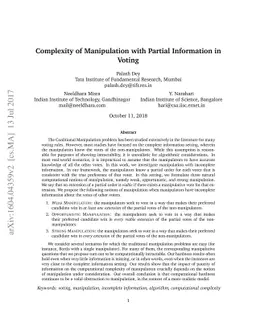 Complexity of Manipulation with Partial Information in Voting