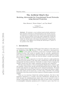 The Artificial Mind's Eye: Resisting Adversarials for Convolutional
  Neural Networks using Internal Projection