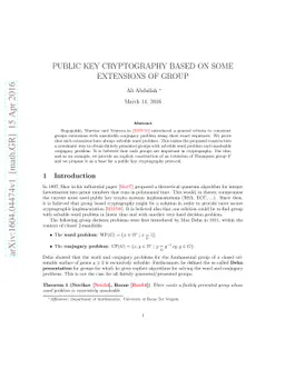 Public key cryptography based on some extensions of group
