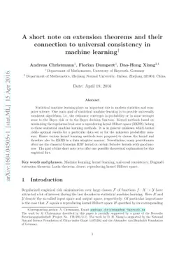 A short note on extension theorems and their connection to universal
  consistency in machine learning