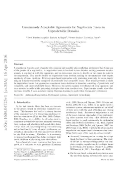 Unanimously acceptable agreements for negotiation teams in unpredictable
  domains