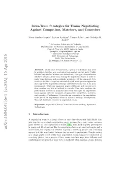 Intra-Team Strategies for Teams Negotiating Against Competitor,
  Matchers, and Conceders