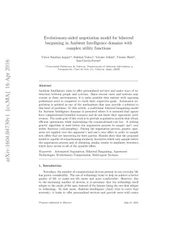 Evolutionary-aided negotiation model for bilateral bargaining in Ambient
  Intelligence domains with complex utility functions