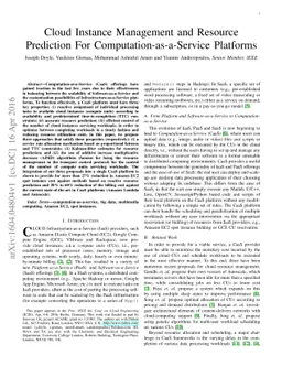 Cloud Instance Management and Resource Prediction For
  Computation-as-a-Service Platforms