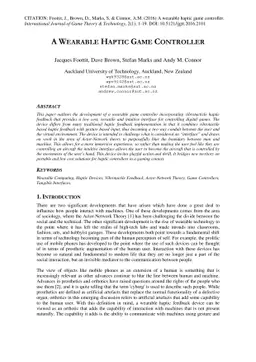 A wearable haptic game controller