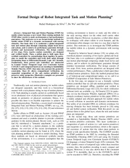 Formal Design of Robot Integrated Task and Motion Planning