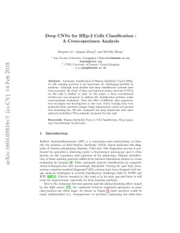 Deep CNNs for HEp-2 Cells Classification : A Cross-specimen Analysis